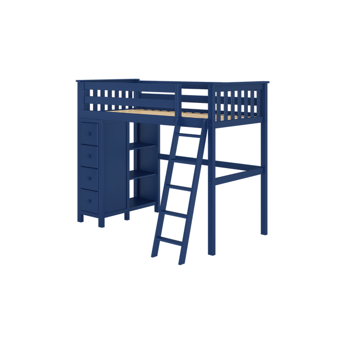 Jackpot Kids Edinburgh Twin All-in-One Ladder Loft Bed with Storage Tower