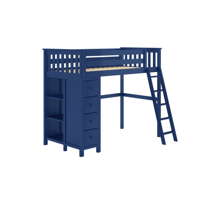 Jackpot Kids Edinburgh Twin All-in-One Ladder Loft Bed with Storage Tower