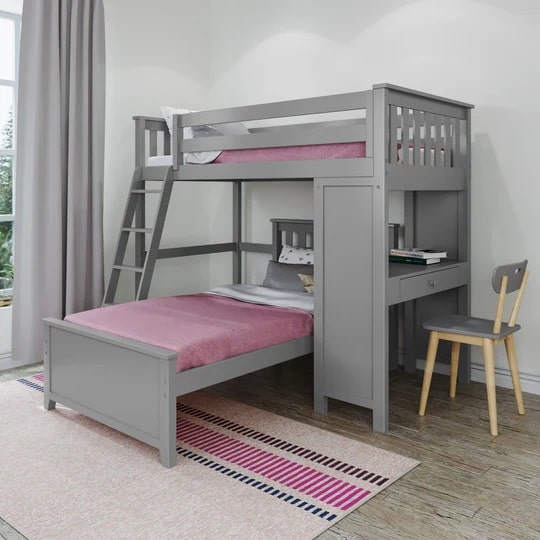 Jackpot Kids Canterbury 1 Twin All-in-One Ladder Loft Bed with Twin Bed & Desk