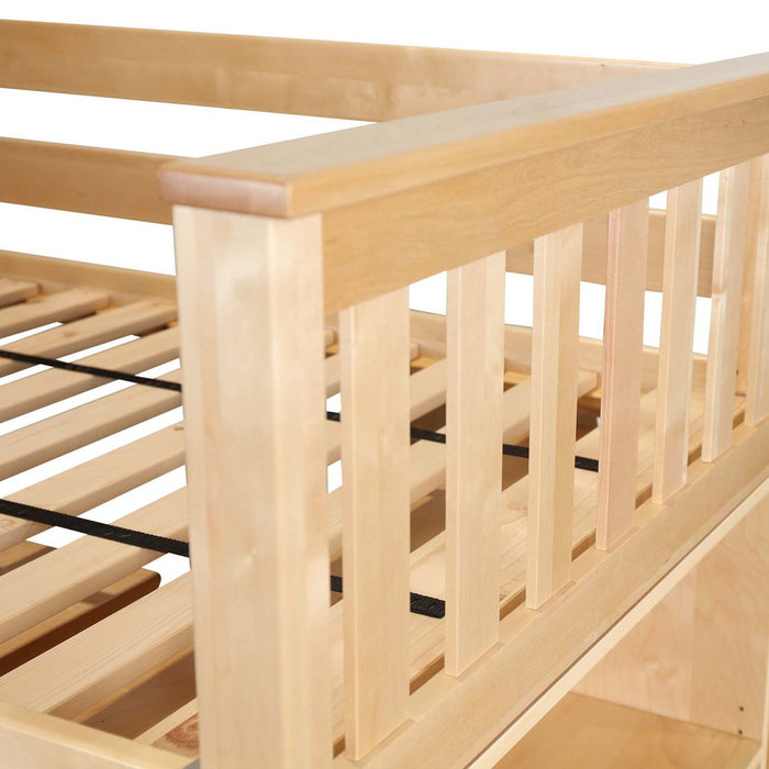 Jackpot Kids York 1 Twin Low Loft Bed with Pink & White Play Curtain