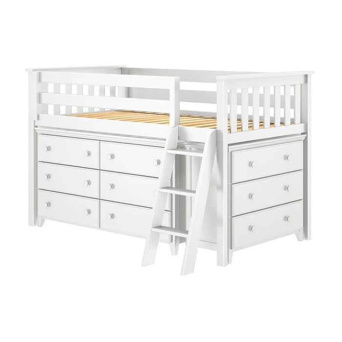 Jackpot Kids Windsor 1 Twin Low Loft Bed with 6-Drawer & 3-Drawer Dressers