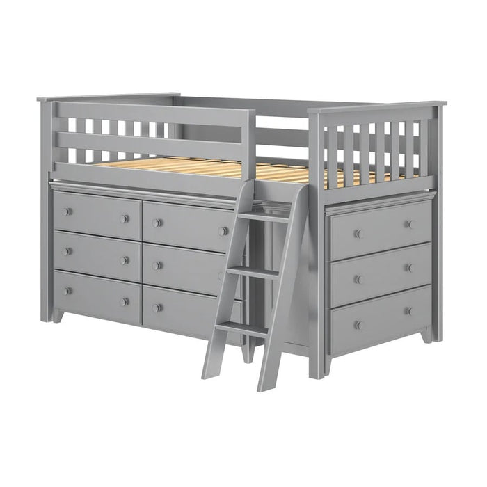 Jackpot Kids Windsor 1 Twin Low Loft Bed with 6-Drawer & 3-Drawer Dressers