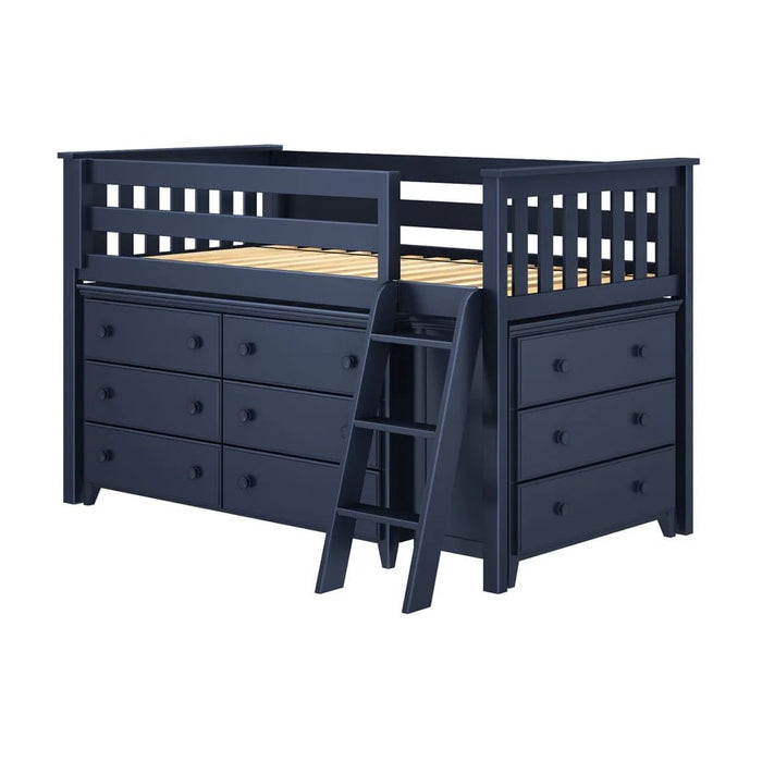 Jackpot Kids Windsor 1 Twin Low Loft Bed with 6-Drawer & 3-Drawer Dressers