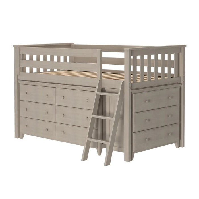 Jackpot Kids Windsor 1 Twin Low Loft Bed with 6-Drawer & 3-Drawer Dressers
