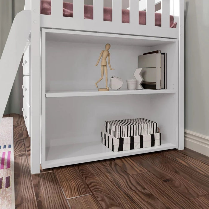 Jackpot Kids Windsor 2 Twin Low Loft Bed with Dresser, Bookcase & Pull-Out Desk