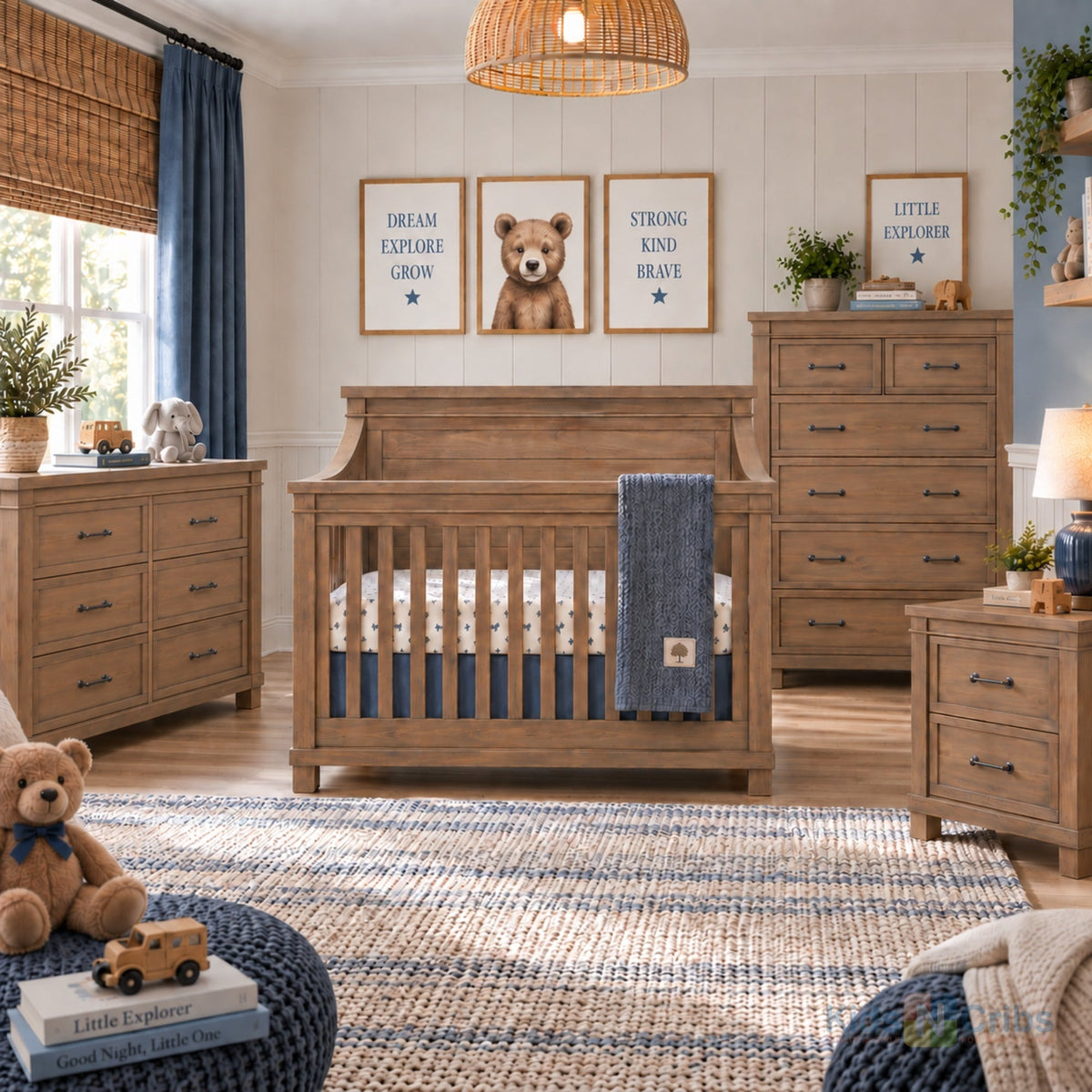 Appleseed Rowan flat 4-piece nursery furniture set in Sandwash
