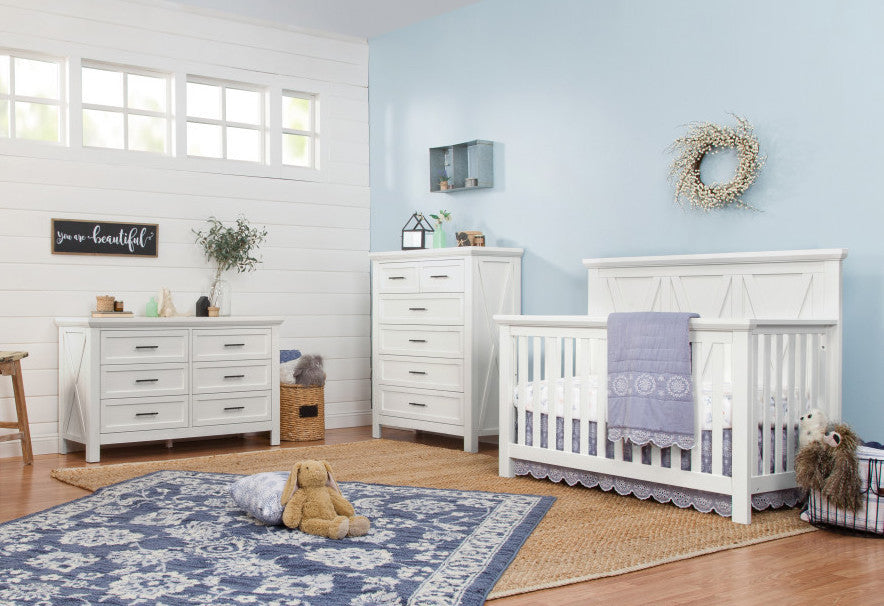 Monogram by Namesake Emory 3 Piece Nursery Set - Convertible Crib + Double Dresser + Chest