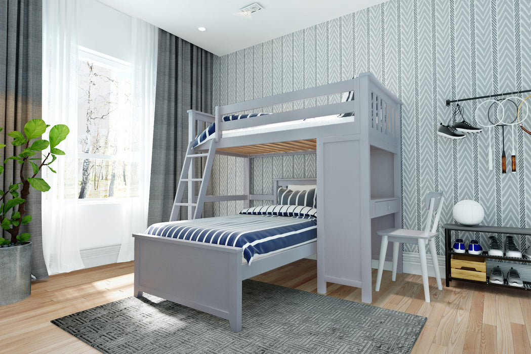 Jackpot Kids Canterbury 1 Twin All-in-One Ladder Loft Bed with Twin Bed & Desk