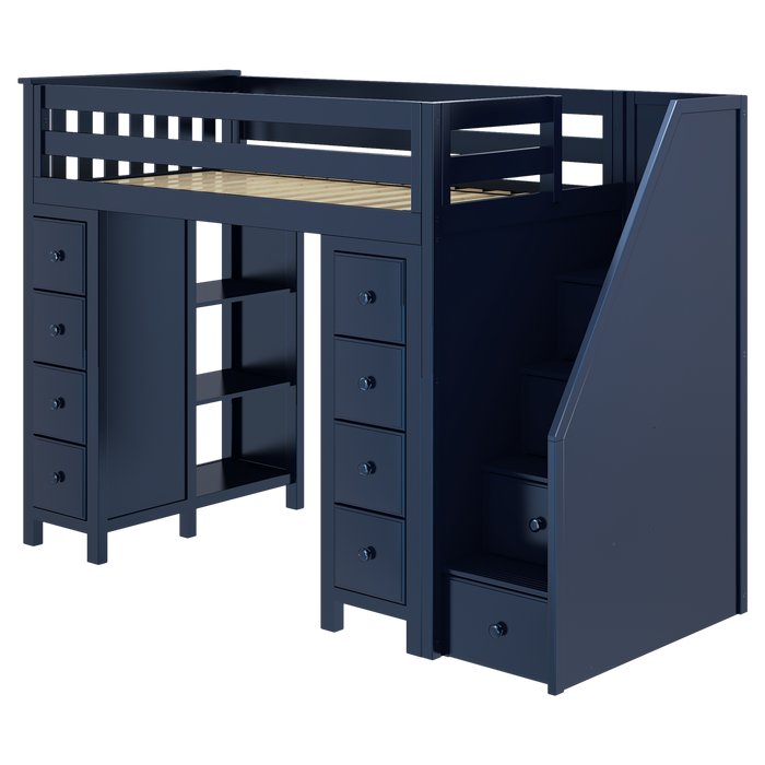 Jackpot Kids Chester All-In-One Twin Loft Bed with Double Storage Towers