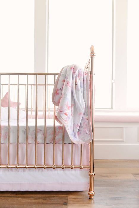Oilo Woven Cotton Band Crib Skirt, Blush