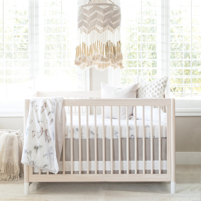 Oilo Woven Cotton Band Crib Skirt, Dove