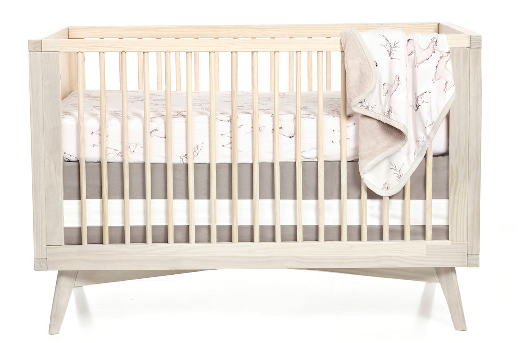 Oilo Woven Cotton Band Crib Skirt, Dove
