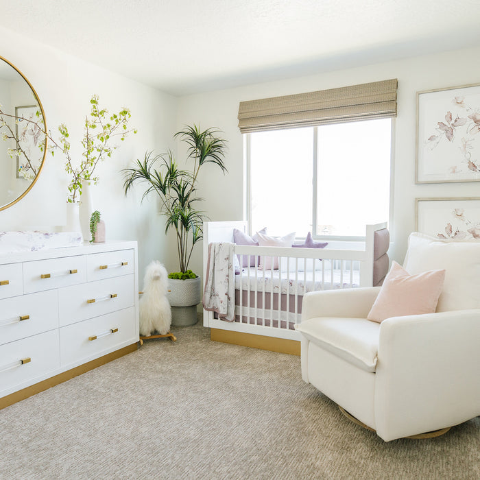 Oilo Woven Cotton Band Crib Skirt, Lavender