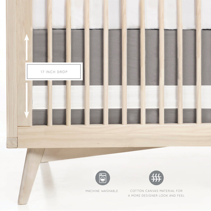 Oilo Woven Cotton Band Crib Skirt, Stone Grey