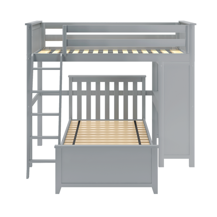 Jackpot Kids Canterbury 1 Twin All-in-One Ladder Loft Bed with Twin Bed & Desk