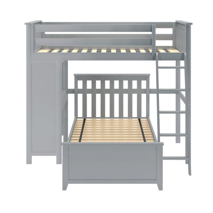 Jackpot Kids Canterbury 1 Twin All-in-One Ladder Loft Bed with Twin Bed & Desk