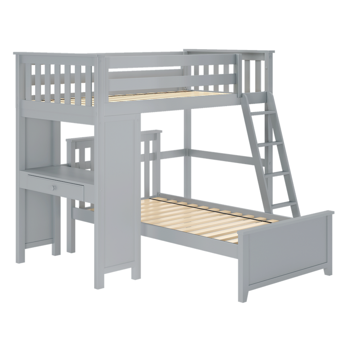 Jackpot Kids Canterbury 1 Twin All-in-One Ladder Loft Bed with Twin Bed & Desk