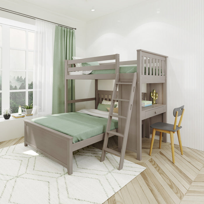 Jackpot Kids Canterbury 2 Twin All-in-One Ladder Loft Bed with Full Bed & Desk