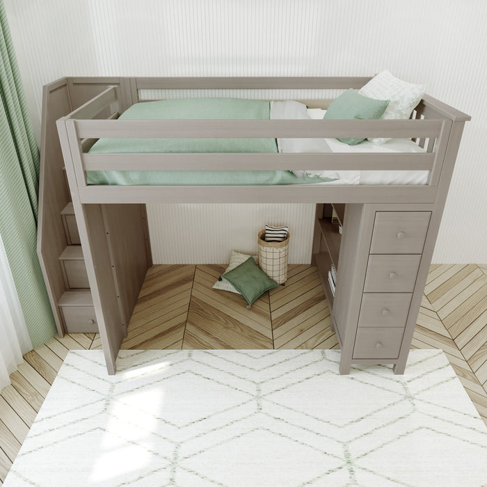 Jackpot Kids Cheltenham All-In-One Full Loft Bed with Staircase & Storage