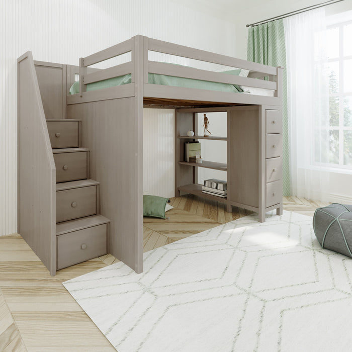 Jackpot Kids Cheltenham All-In-One Full Loft Bed with Staircase & Storage