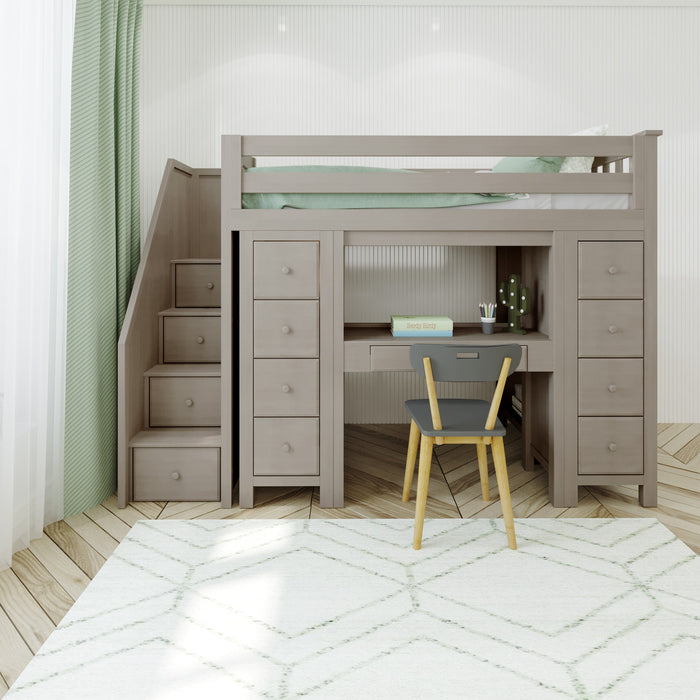 Jackpot Kids Chester 1 All-In-One Twin Loft Bed with Double Storage Towers & Desk