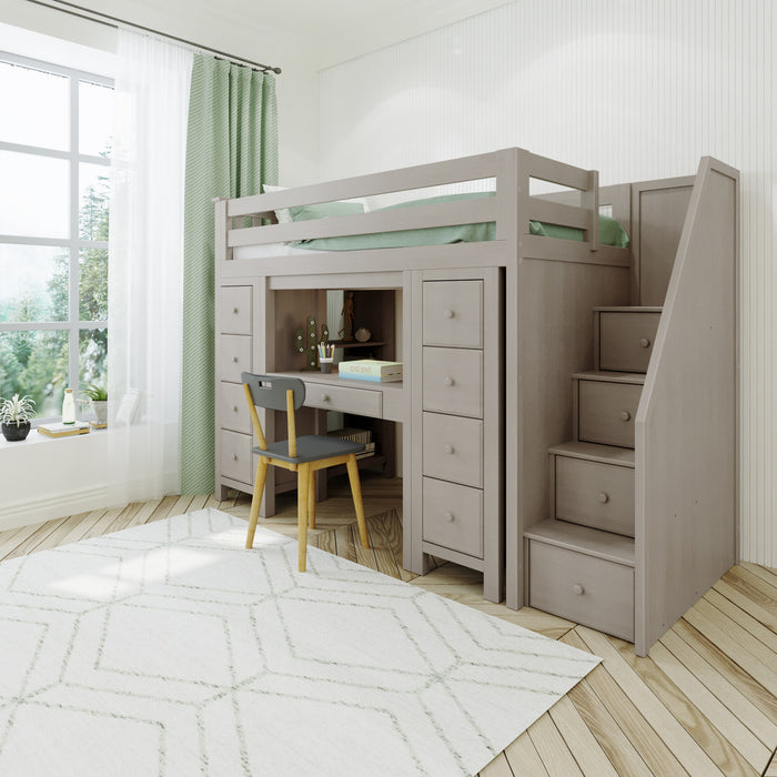 Jackpot Kids Chester 1 All-In-One Twin Loft Bed with Double Storage Towers & Desk