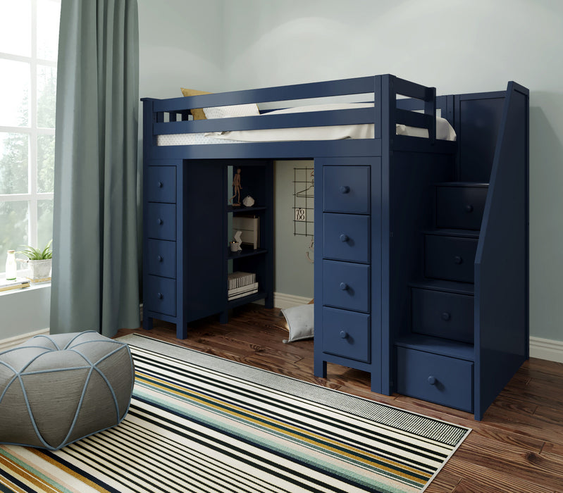 Jackpot Kids Chester All-In-One Twin Loft Bed with Double Storage Towers