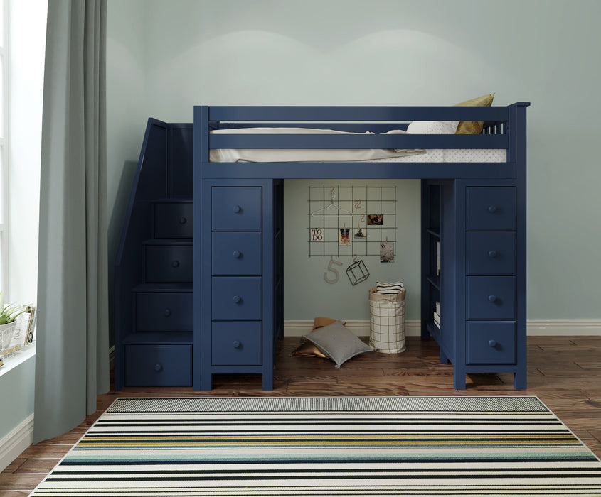 Jackpot Kids Chester All-In-One Twin Loft Bed with Double Storage Towers