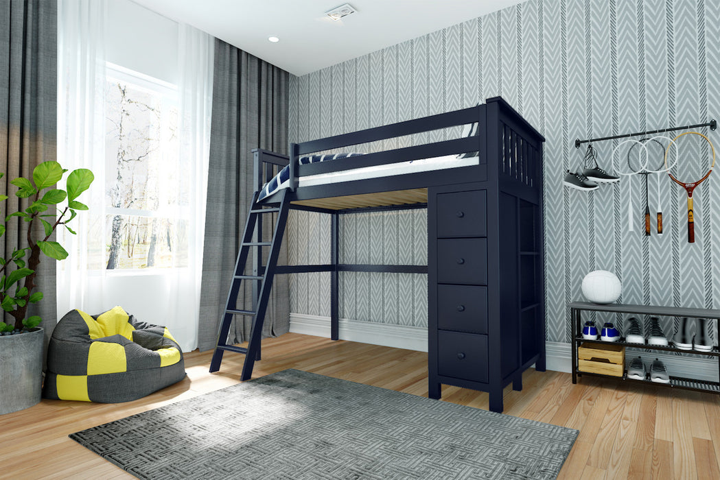 Jackpot Kids Edinburgh Twin All-in-One Ladder Loft Bed with Storage Tower