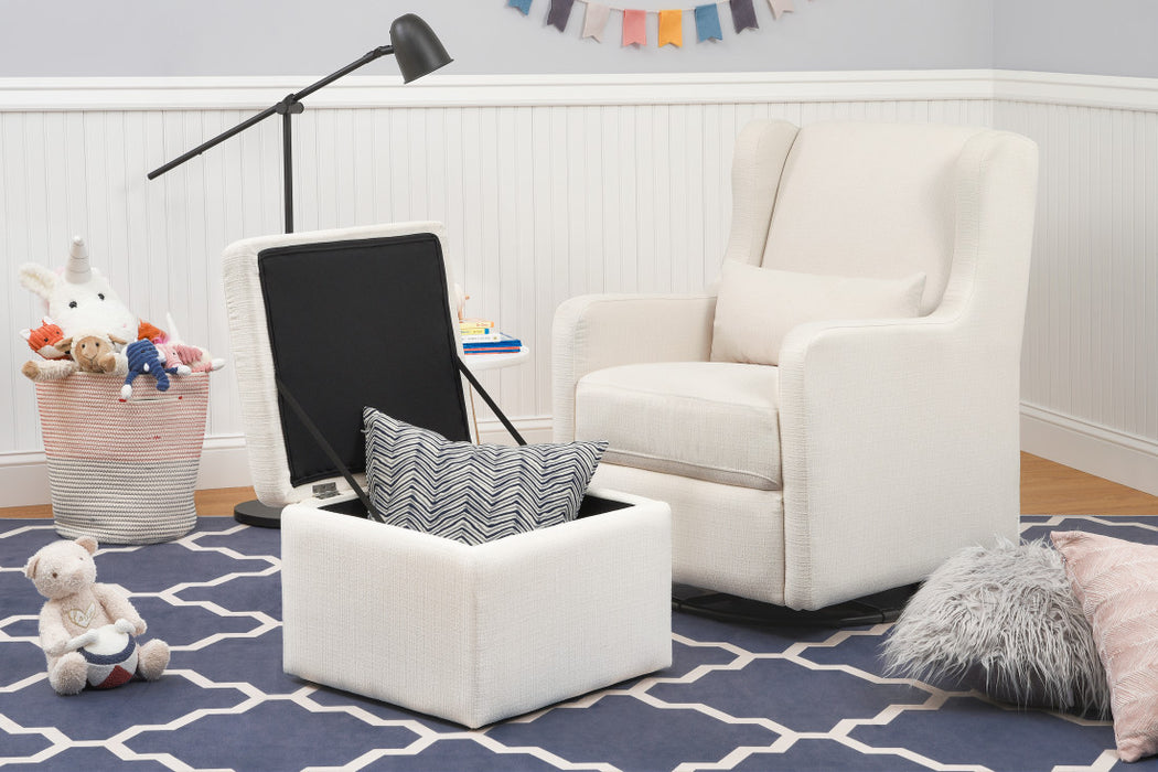 Davinci Adrian Swivel Glider with Storage Ottoman