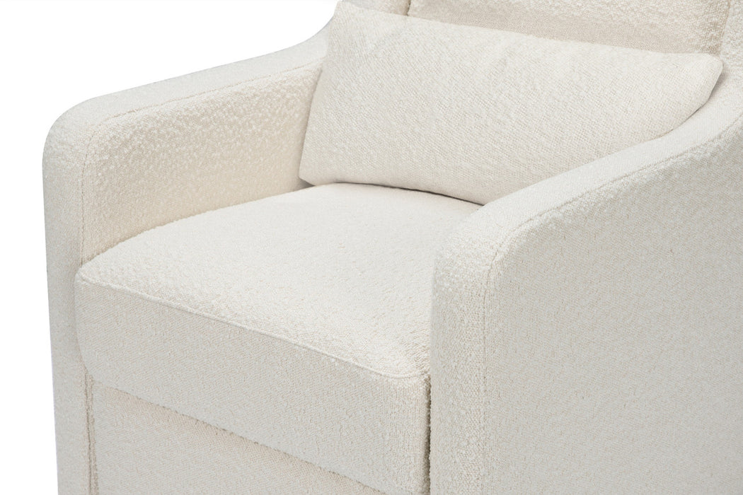 Davinci Adrian Swivel Glider with Storage Ottoman in Ivory Boucle