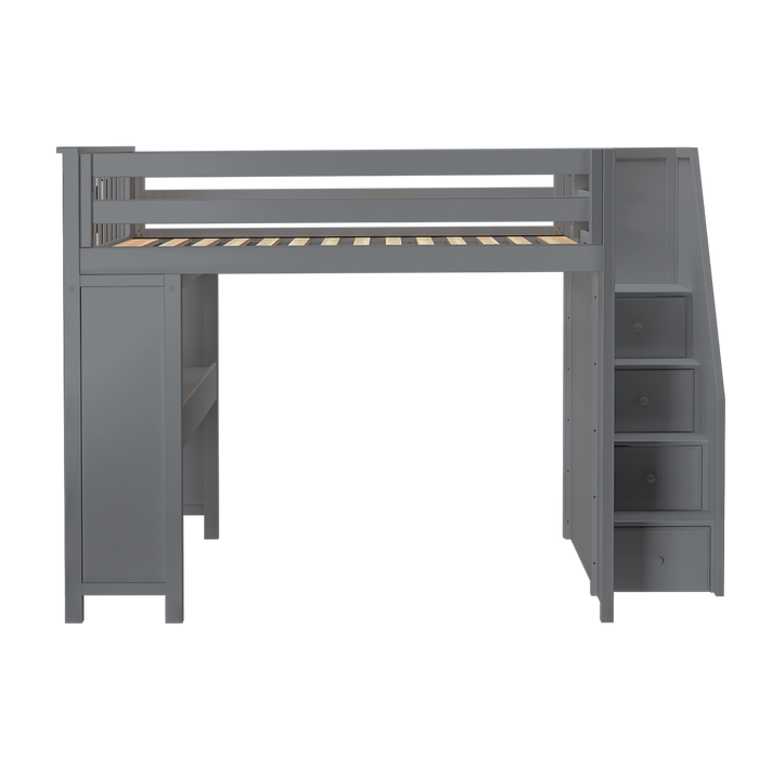 Jackpot Kids Fulham All-In-One Full Loft Bed with Staircase & Desk