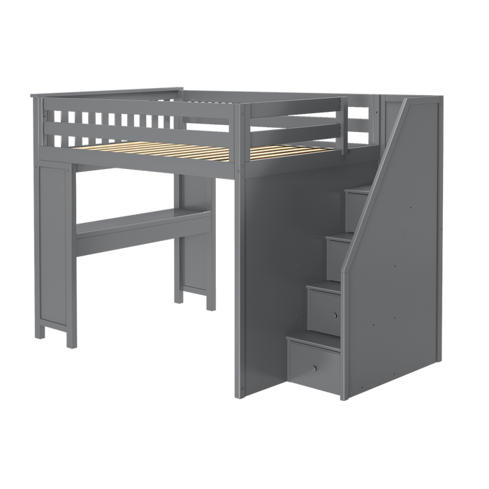 Jackpot Kids Fulham All-In-One Full Loft Bed with Staircase & Desk