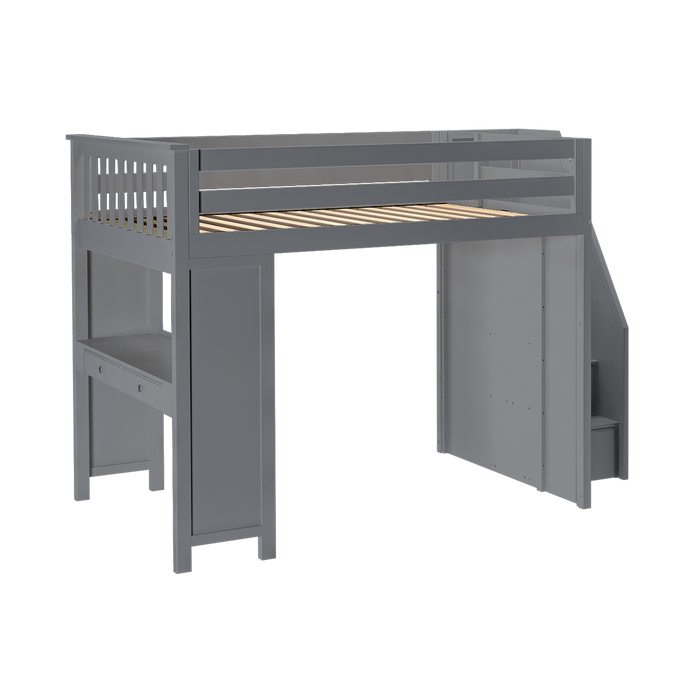 Jackpot Kids Fulham All-In-One Full Loft Bed with Staircase & Desk