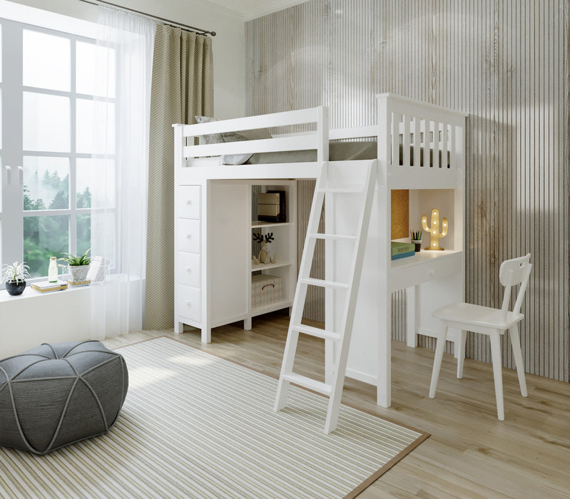 Jackpot Kids Kensington All-In-One Twin Loft Bed with Desk & Storage