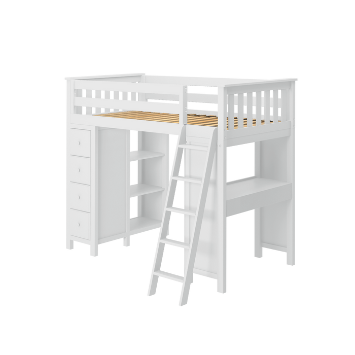 Jackpot Kids Kensington All-In-One Twin Loft Bed with Desk & Storage