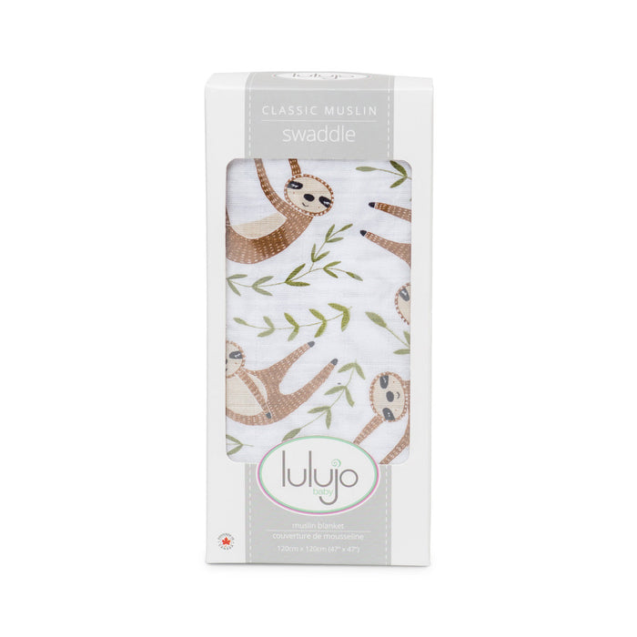 Lulujo Modern Sloth Cotton Swaddle Blanket