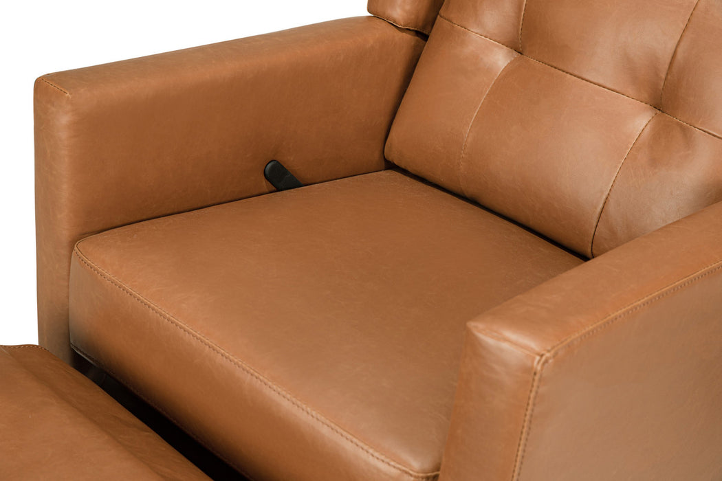 Davinci Maddox Recliner and Swivel Glider in Vegan Tan Leather