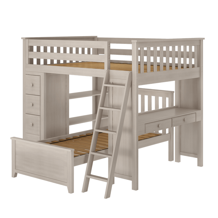 Jackpot Kids Mayfair 1 All-In-One Full Loft Bed with Desk, Storage & Lower Bed