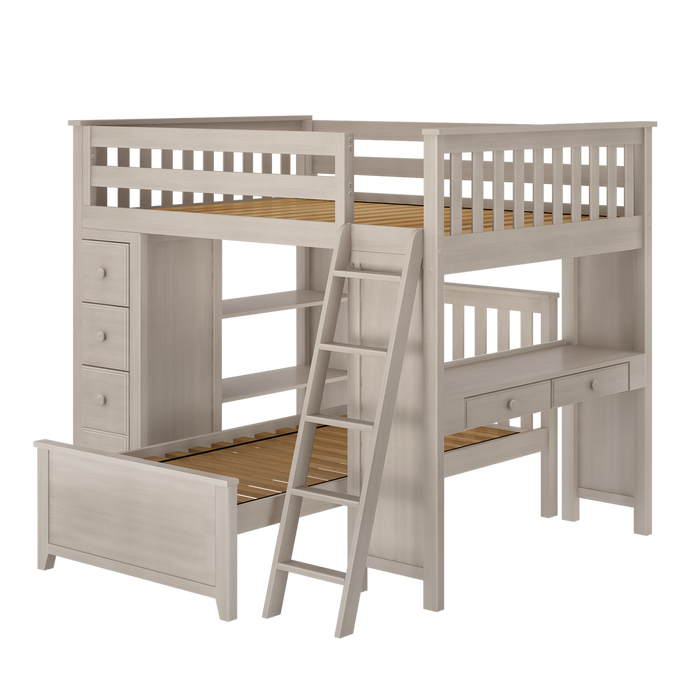 Jackpot Kids Mayfair 1 All-In-One Full Loft Bed with Desk, Storage & Lower Bed