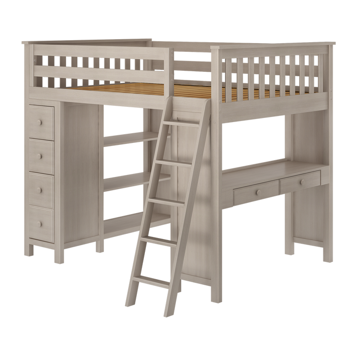 Jackpot Kids Mayfair All-In-One Full Loft Bed with Desk & Storage