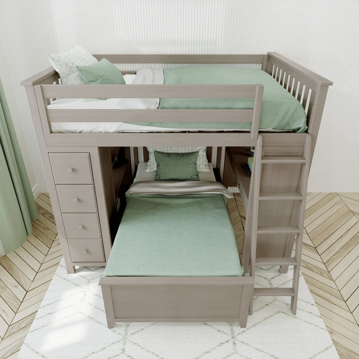 Jackpot Kids Mayfair 1 All-In-One Full Loft Bed with Desk, Storage & Lower Bed