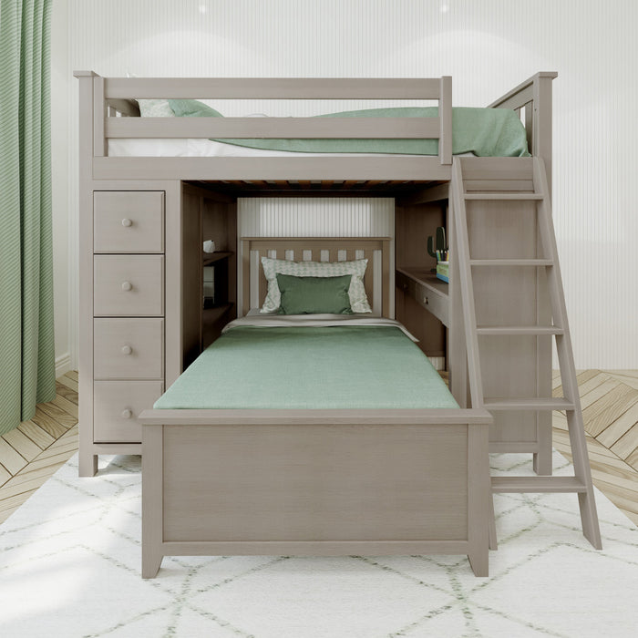 Jackpot Kids Mayfair 1 All-In-One Full Loft Bed with Desk, Storage & Lower Bed