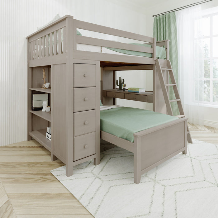 Jackpot Kids Mayfair 1 All-In-One Full Loft Bed with Desk, Storage & Lower Bed