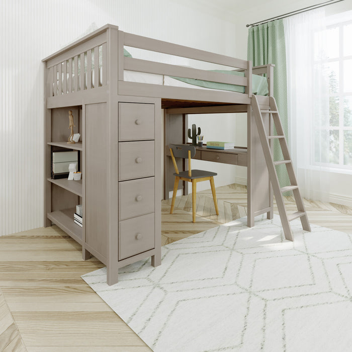 Jackpot Kids Mayfair All-In-One Full Loft Bed with Desk & Storage