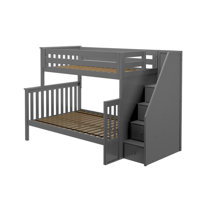Jackpot Kids Newcastle Twin-over-Full Staircase Bunk Bed with Storage Drawers