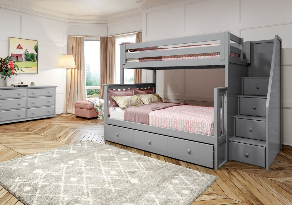 Jackpot Kids Newcastle Twin-over-Full Staircase Bunk Bed with Storage Drawers