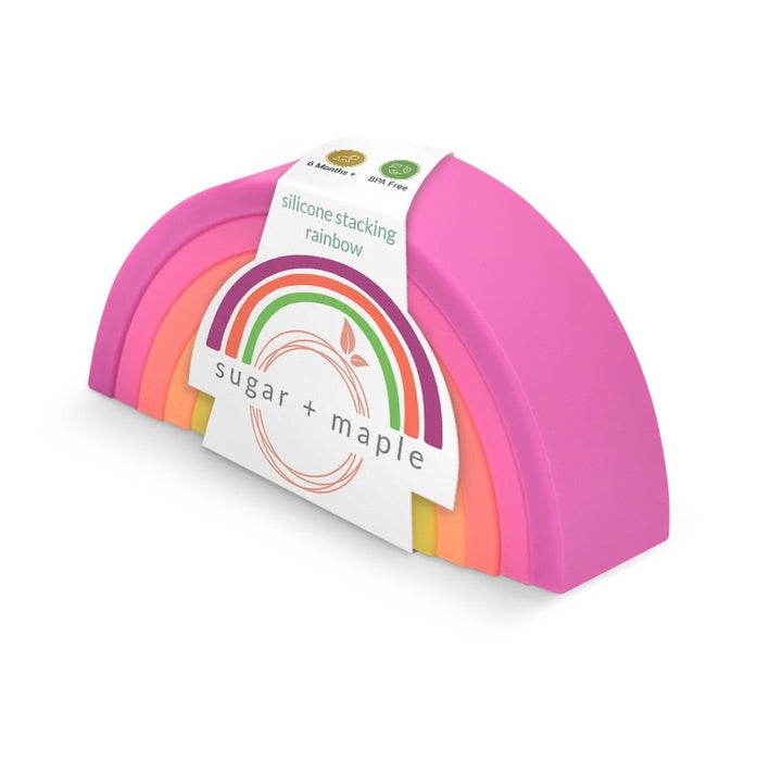 Sugar + Maple Silicone Rainbow Stacking Rings, Neon
