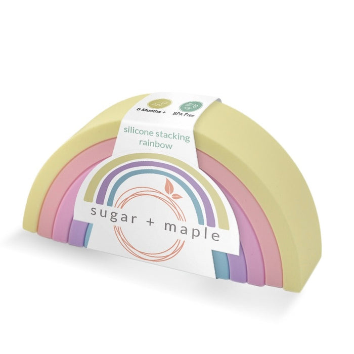 Sugar + Maple Silicone Rainbow Stacking Rings, Pastel