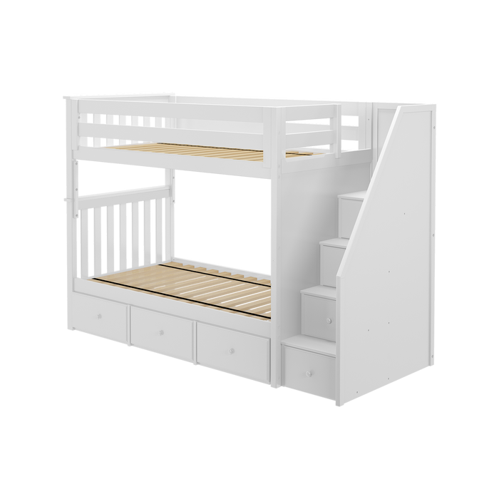 Jackpot Kids Sunderland Twin Staircase Bunk Bed with Built-In Storage Drawers
